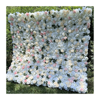 Günstigste Heiß Verkaufende Künstliche Wanddekoration aus Weißen, Rosa und Champagnerfarbenen Rosen-Seidenhortensien für Hochzeiten und Bühnenereignisse