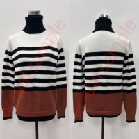 Pull en tricot noir pour femme, col en V contrastant, style preppy classique, tricot à blocs de couleurs 3 tons, pull rayé