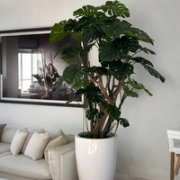 Disesuaikan ukuran kualitas tinggi raksasa buatan Monstera dedaunan Bonsai pohon dalam Pot vas tanaman untuk dekorasi rumah desain Interior