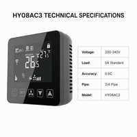 HY08AC-2 écran tactile FCU Thermostats température Wifi système CVC et pièces 2/4 tuyaux ventilateur bobine Thermostat d'ambiance