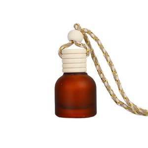 Hanging round glass diffuser Brown color glass perfume <b>10ml</b> hanging glass <b>bottle</b> Perfume <b>bottle</b> with threads - Product Image 1