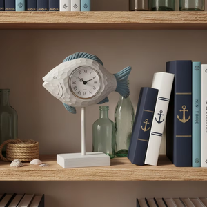Réveil décoratif en résine motif poisson marin, idéal pour la décoration de maison de style côtier et comme cadeau de pendaison de crémaillère - Product Image 6