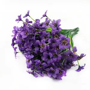 Paquetes de flores de plástico artificiales 30cm Flores violetas artificiales para el hogar Boda decorativa