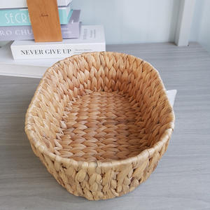 ตะกร้าเก็บของสานจากผักตบชวา ทำมือ รูปทรงสี่เหลี่ยมผืนผ้า สำหรับจัดเก็บของเล่น ตะกร้าเก็บของบนโต๊ะ สีธรรมชาติ RD235082 - Product Image 3