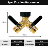 3/4 "GHT Filetage Tuyau Splitter Connecteur Produits De Jardin Équipement De Jardinage Extra Long Poignée 2 Voies Splitters 3/4 pour Pelouse