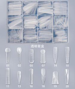 Nouvelles extensions d'ongles transparentes longues de type sandwich, style stiletto carré français, avec tête de fixation rapide <span class=keywords><strong>en</strong></span> cristal pour photothérapie, modèle 2026 - Product Image 5