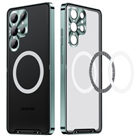 Coque arrière magnétique ultra-fine antichoc de luxe givrée en PC + alliage pour S23 S22 S21 Ultra