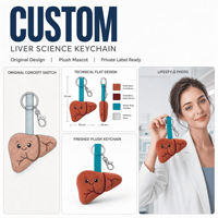 Porte-clés Mascotte Peluche Personnalisée OEM, Jouet Doux, Cadeau Promotionnel pour Événements Scientifiques et de Recherche sur la Santé du Foie