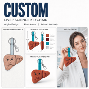 Porte-clés Mascotte Peluche Personnalisée OEM, Jouet Doux, Cadeau Promotionnel pour Événements Scientifiques et de Recherche sur la Santé du Foie - Product Image 1