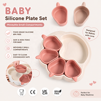 Assiette divisée en silicone pour bébé avec compartiments mobiles, de qualité alimentaire, en forme de pétale, réutilisable, vaisselle pour enfants