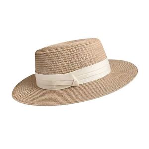 French Style Flat Top Straw <b>Hat</b> For <b>Women</b> Large Size <b>Summer</b> Sun Protection Beach <b>Hat</b> Solid Color Woven <b>Hat</b> - Product Image 3