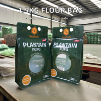 Étiquette personnalisée fond plat 1.5kg pochette de farine d'igname feuille d'aluminium emballage alimentaire sac à fermeture éclair en plastique sucre de manioc nouilles alimentaires pour animaux de compagnie