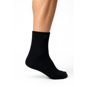 Chaussettes mi-mollet en coton peigné à côtes douces, avec revers à boutons-pression, confortables pour le quotidien et la ville, vente en gros (paire) - Product Image 1