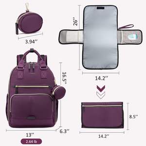 Échantillon gratuit, faible MOQ, sac à dos de voyage pour bébé, sac à langer personnalisé, grande capacité, vegan, en simili cuir PU, pour maman - Product Image 3