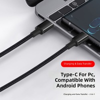 Kabel Pengisian Cepat USB-C ke Micro USB Tipe C Kustom, Berbahan Nilon Kepang, untuk Komputer dan Ponsel 1M 2M 3M