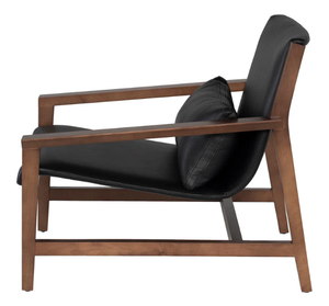 Silla ocasional Asiento de cuero genuino Almohada de lanzamiento de cuero negro Ultimate Comfort Silla de sala de estar Premium - Product Image 3