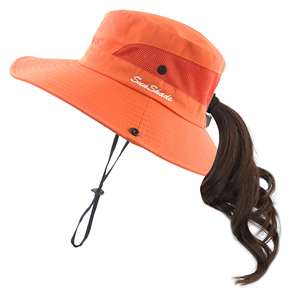 Sombrero de cola de caballo <span class=keywords><strong>para</strong></span> <span class=keywords><strong>mujer</strong></span>, protección UV, malla plegable, ala ancha, <span class=keywords><strong>playa</strong></span>, pesca, novedad de <span class=keywords><strong>2022</strong></span> - Product Image 2