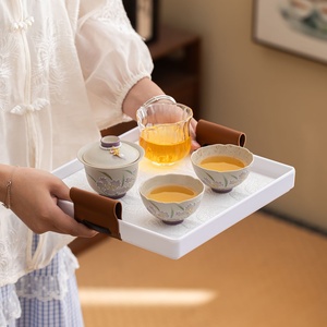 Ensemble de tasses à thé Iris peintes à la main pour la maison, ensemble de voyage Kung Fu avec sac de rangement, housse et petit bol - Product Image 4