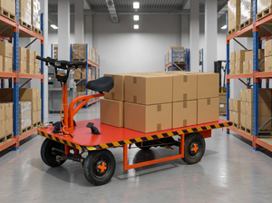 Chariot à <span class=keywords><strong>plateforme</strong></span> électrique 1200W à 4 roues, réversible, pour entrepôt, capacité 750 kg, chariot industriel - Product Image 3