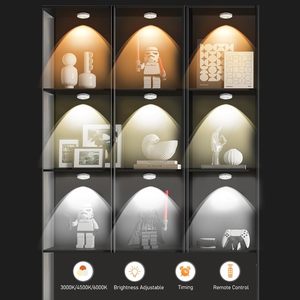 Lampes à LED rechargeables en plastique au design moderne, télécommande, batterie haute capacité 1200 mAh, éclairage d'armoire, 3 pièces dorées - Product Image 6