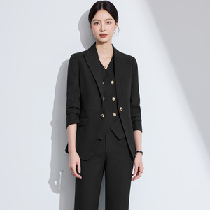 Women's Suit Set Three Quarter Sleeve Black Formal Wear Anti-Wrinkle Worsted Fabric For Leisure Commuting - Product Image 1