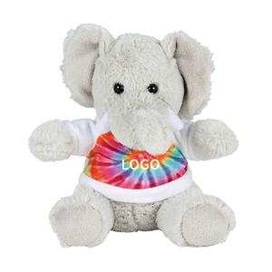 Özel logo T shirt sevimli oturma peluş fil oyuncaklar işlemeli logo dolması hayvan peluş oyuncak çocuk hediye - Product Image 4
