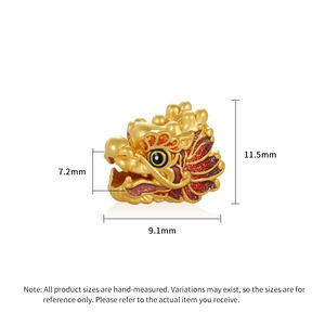 Venta al por mayor cabeza de dragón con cuentas estilo chino 24K joyería de oro sólido con cuentas accesorios de pulsera de lujo - Product Image 4
