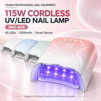 Lampe à ongles UV LED sans fil YAQIN JMD-606 115W, 45 LED, 5200mAh, rechargeable, lampe de séchage professionnelle pour gel, OEM ODM