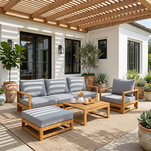 EDEN Juego de Muebles de Jardín de 6 Piezas, Contemporáneo, Ecológico, de Madera de Acacia, con Cojines Impermeables, Plegable, para Patio y Hoteles - Product Image 6