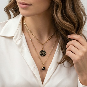 Bijoux personnalisés, pendentifs de style vintage (œil maléfique/boussole/serpent/cœur), plaqués or 18 carats, zircon cubique, breloques tendance pour - Product Image 3