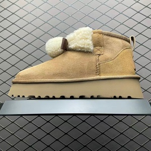 Pom pom bow decor suede short snow <b>boots</b> thick plush lining thick platform sole warm winter uggs <b>boots</b> for women - Product Image 2