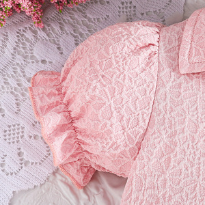 Vestido Casual Elegante para Niña, Conjunto de Dos Piezas con Mangas Abullonadas y Falda con Lazo para Fiestas de Verano - Product Image 4