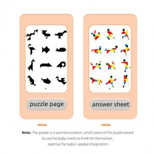 Jeu d'activités éducatives préscolaires Geo : Puzzle en bois de formes géométriques, blocs Tangram, jeu de Tangrams géométriques, jouet de réflexion - Product Image 3