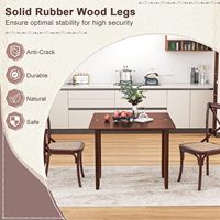 Table à manger extensible et pliable avec compartiment de rangement, design moderne du milieu du siècle, matériau en bois, pieds en bois de caoutchouc