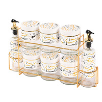 Set Botol Bumbu, Wadah Minyak, Stoples Penyimpanan, Bingkai Besi Kaca, Perlengkapan Dapur Mewah Multi-piece, Peralatan Dapur Kelas Atas