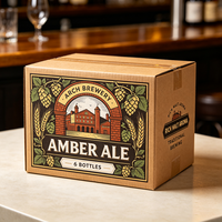 Boîte de luxe en carton ondulé biodégradable pour bouteille de bière, vin ou lager artisanal, avec dorure à chaud or, production 72H
