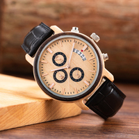 Montres chronographe pour homme Montre vintage Relogio avec bracelet en cuir Montre en bois avec logo personnalisé pour femme