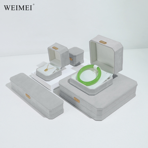 WEIMEI Custom Grey Suede Octagon <b>Jewelry</b> <b>Box</b> New Design for Ring Necklace Factory Direct - Product Image 1