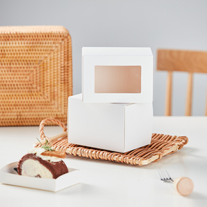 2022 Luxury Dessert Box With Window With Tray High Quality White Paper Gift Boxes For Desserts Cake Bakery