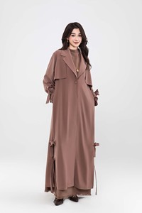 Customizable Modest Muslim Women Open <strong>Abaya</strong> with <strong>Unique</strong> Sleeve Cuff and Lapel Designer Style - Product Image 4