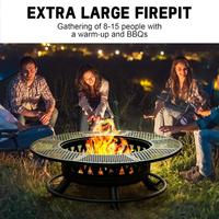 Brasero d'extérieur moderne en fer de 42 pouces avec 2 grilles, table de foyer grande taille pour brûler du bois, 1 pioche à brasero, 1 couvercle, barbecue écologique pour patio