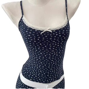 Camisola de Algodón Puro con Encaje Floral y Lazo de Brandy BM Fashion para Mujer, Top Corto Ajustado de Secado Rápido, Disponible al por Mayor con Logotipo Personalizado - Product Image 1