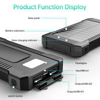 Nouvelles idées de produits 2026, batterie externe portable réelle de 8000 mAh, banque d'alimentation solaire avec lampe torche LED, grande capacité