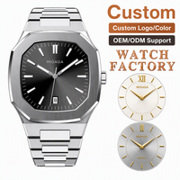 Montre de sport de luxe personnalisée avec logo, quartz, cristal saphir, étanche, acier inoxydable, octogonale, pour homme