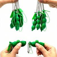 Jouet anti-stress créatif Popper Fidget Squishy Décompression Edamame Carré Unisexe Porte-clés Jouets à presser