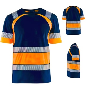 Farbblock Hi-Vis Arbeitskleidung Hochsichtbares T-Shirt Reflektierende Sicherheitskleidung Hemden mit Reflektoren Bau-Arbeitshemden - Product Image 2