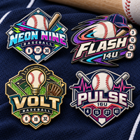 Épinglette de baseball personnalisée en émail métallique, motif Neon Nine Flash Volt Pulse Youth Baseball Lightning Electric Color Glitter, vente en gros