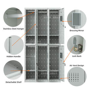 Ventes sur mesure <span class=keywords><strong>Prix</strong></span> bas Portes grises Armoire penderie en acier Casier <span class=keywords><strong>de</strong></span> rangement en métal avec serrure pour la maison Chambre à coucher Salle <span class=keywords><strong>de</strong></span> sport École Atelier - Product Image 4