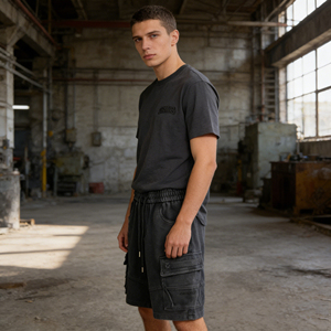 Pantalones Cortos Casuales de Algodón con Bolsillos Grandes y Lavado Ácido para Hombre, Negros, de Verano, de Secado Rápido, Transpirables, con Cintura Elástica, Largos hasta la Rodilla - Product Image 5