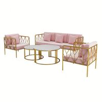 2025 ensembles simples roses larges rectangulaires de sofa de bureau de salon avec le cadre en métal